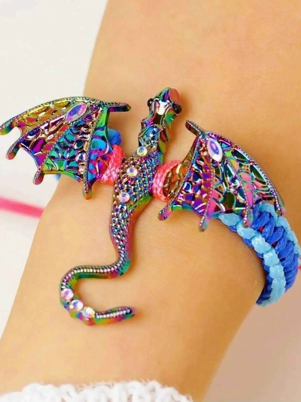 NWOT Dragon Charm Bracelet in Blue & Pink.